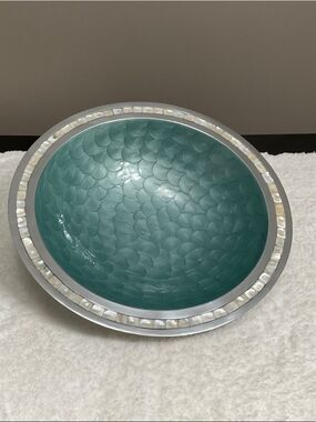 Home Decor 15" Enamel Round Bowl Max's Blue by Julia Knight